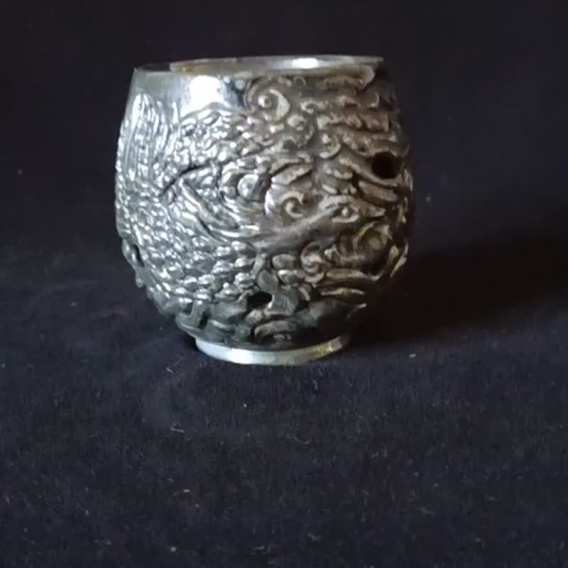 柴烧双层镂空防烫雕刻凤凰祥云茶杯陈炫亨陶艺家创作 - 茶具/茶杯 - 陶 多色