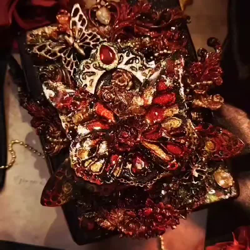 幽境異色系列-寧夕輝煌 手工滴膠首飾盒 - 名片夹/名片盒 - 树脂 红色