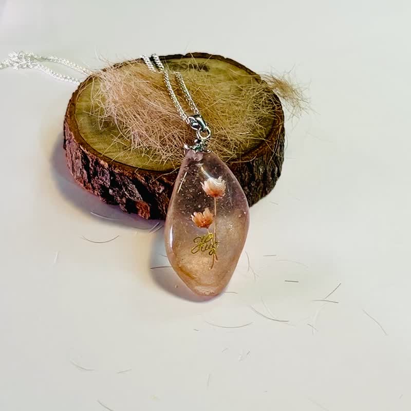 定制项链 吊坠项链 宠物毛/胎毛 骨头 牙齿 脐带 胎毛 可放字母 - 项链 - 树脂 咖啡色