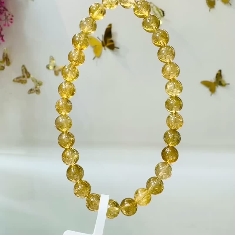 天然钱钱色金丝雀黄碧玺6.2-6.5mm13.4g磁场招财聚财促进事业发展 - 手链/手环 - 水晶 黄色