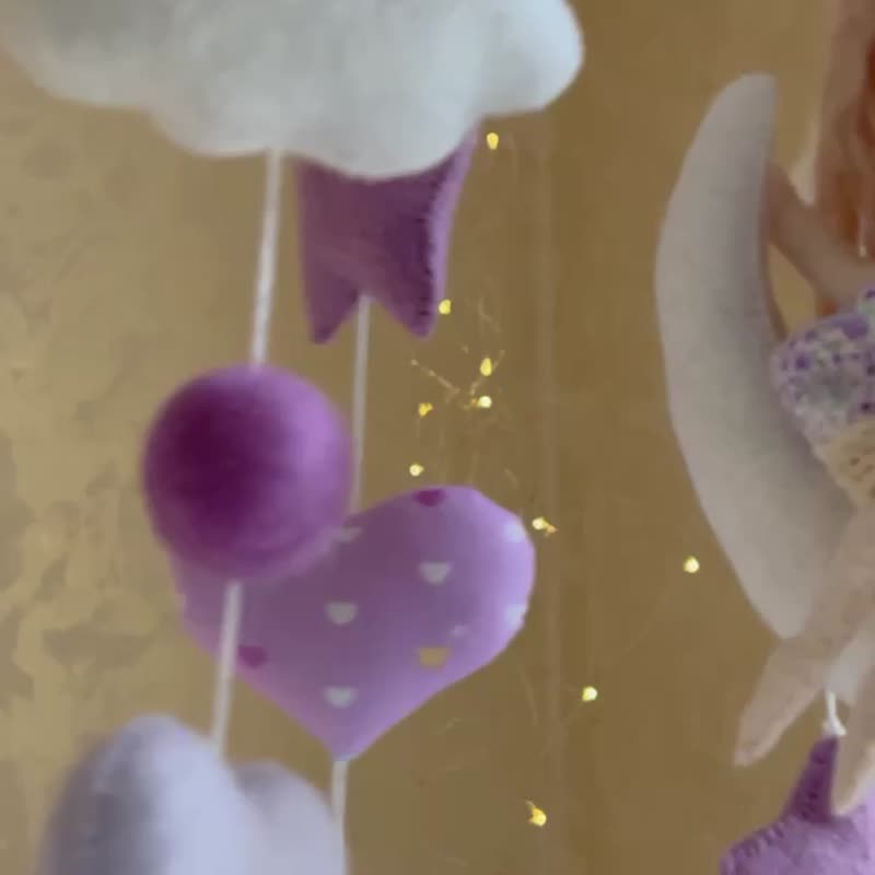 女婴移动音乐移动婴儿床婴儿送礼会礼物儿童房移动女孩婴儿床 - 婴儿饰品 - 其他材质 紫色