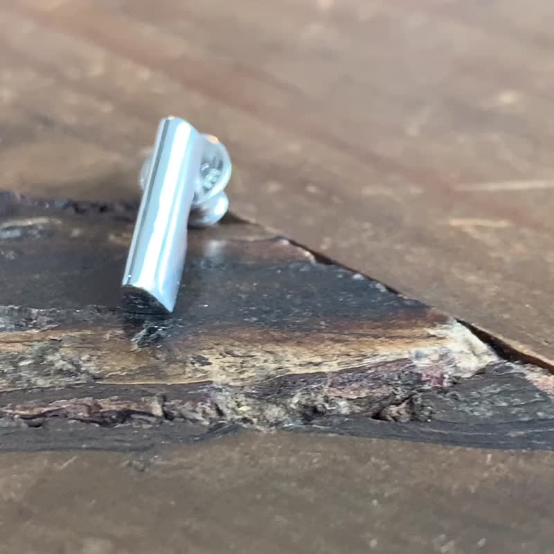 极简主义 男款耳环 银质 925 pe67 - 耳环/耳夹 - 纯银 银色
