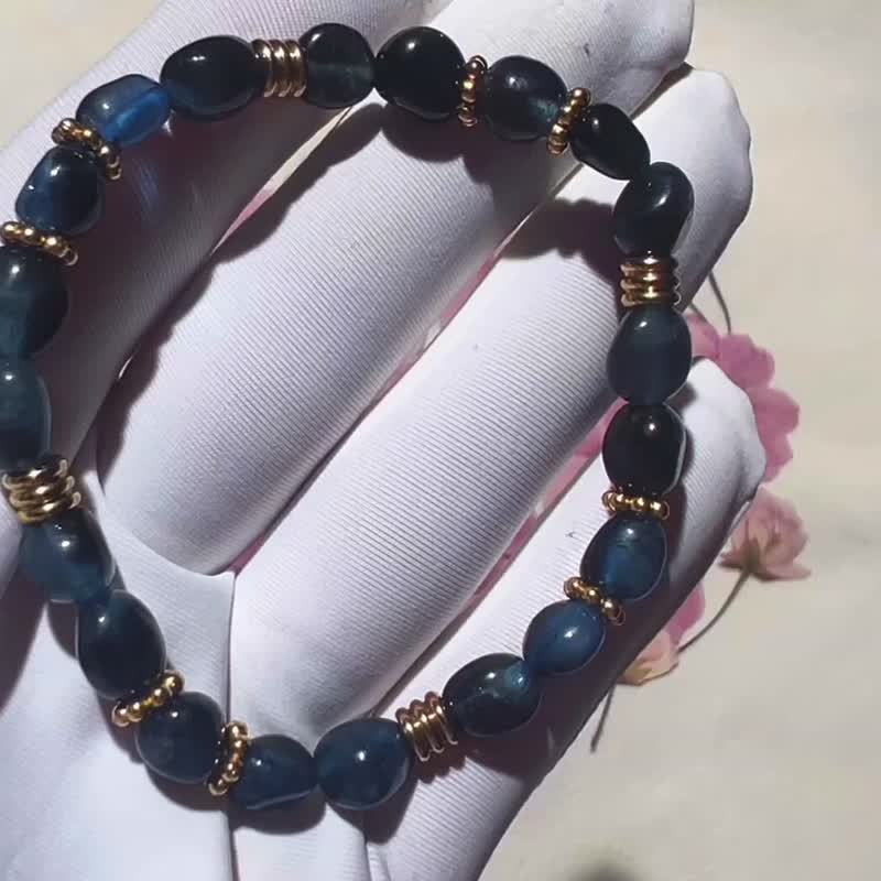 设计款纯手工制作深蓝海蓝宝糖豆手链 - 手链/手环 - 宝石 多色