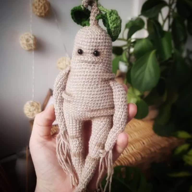 Mandrake Doll Stuffed Toys. Soft Handmade Gift Harry Potter. Miniature doll fans - 扇子 - 棉．麻 灰色
