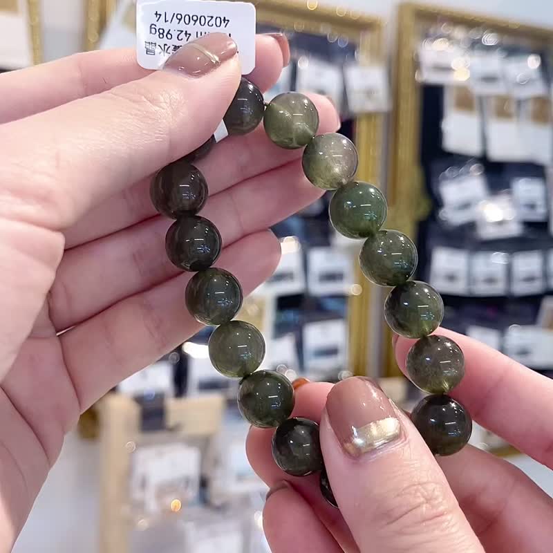 精品级满顺发绿发晶水晶手珠12mm42.98g主财富事业清除身体负面 - 手链/手环 - 水晶 绿色