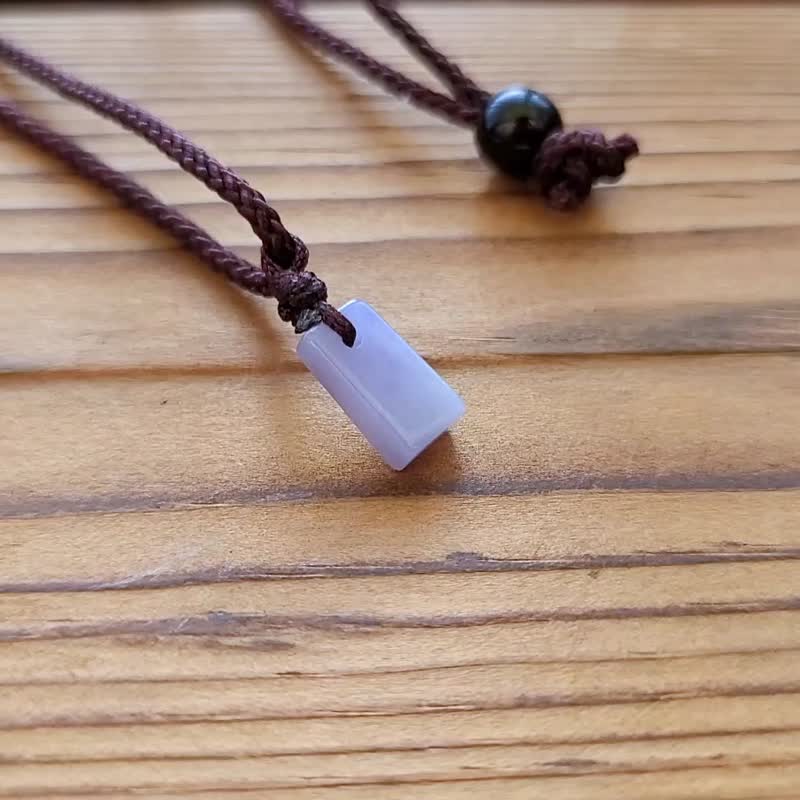 【亲翠】天然翡翠 冰浓蓝紫简单有型有色手磨小原石调整式绳链 - 项链 - 玉石 紫色