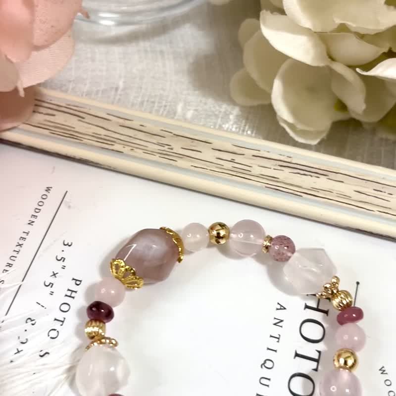 樱花星雨*招桃花、打开心房之水晶*樱花玛瑙、粉晶、草莓晶、冰种 - 手链/手环 - 水晶 粉红色