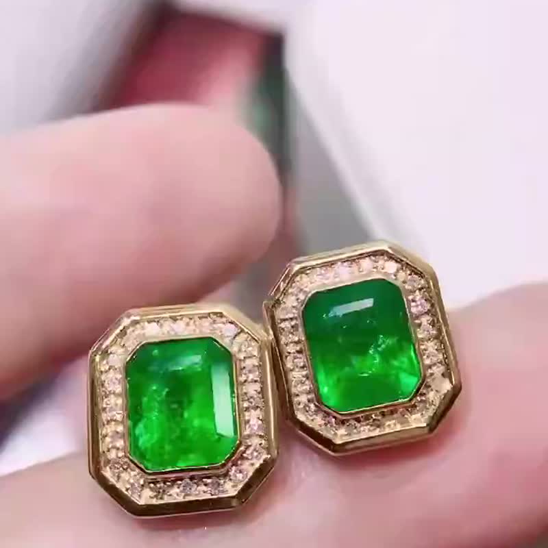 祖母绿耳钉  2.4克拉 - 耳环/耳夹 - 宝石 