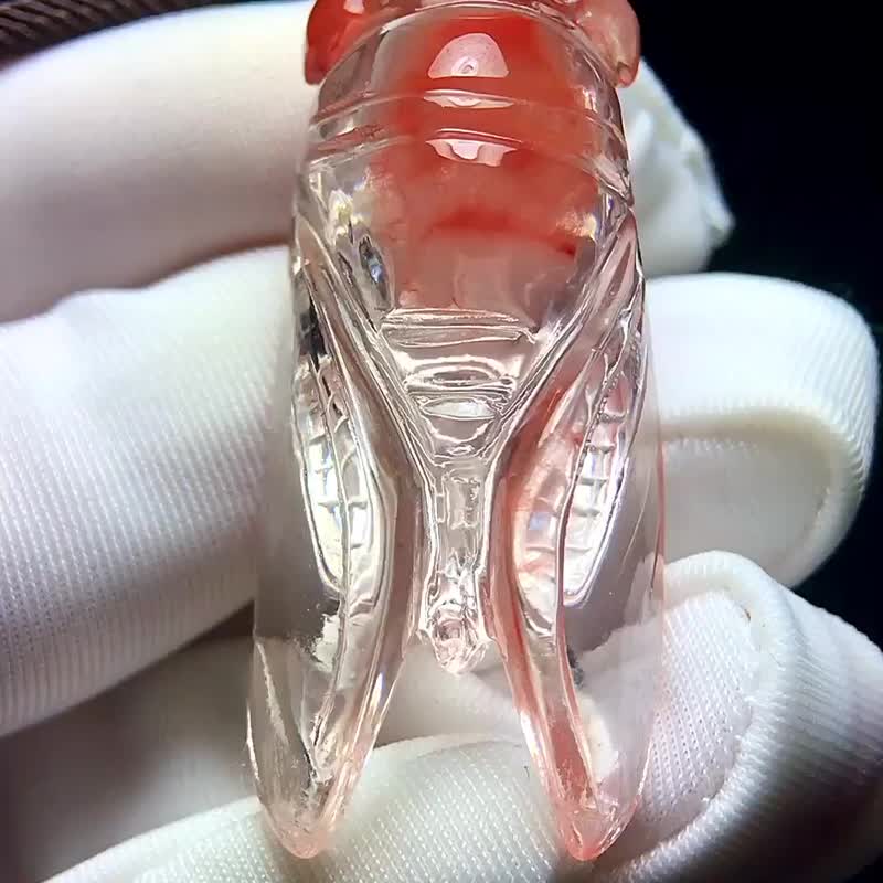 极品纯天然红水晶知了吊坠 一鸣惊人红水晶蝉  雕工精美 - 其他 - 水晶 
