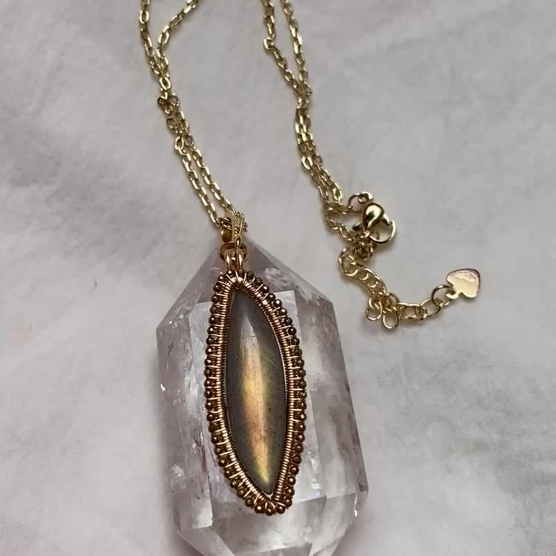 | MC |保色铜线拉长石项链 手工编织  wire wrap - 项链 - 宝石 橘色