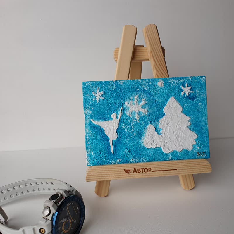 俄勒冈州绘画树松树圣诞原创艺术芭蕾舞者波特兰舞蹈雪 - 海报/装饰画/版画 - 其他材质 蓝色