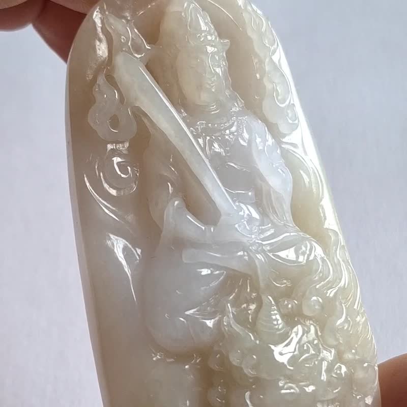 文殊菩萨吊坠 | 天然缅甸翡翠玉器玉坠 - 项链 - 玉石 
