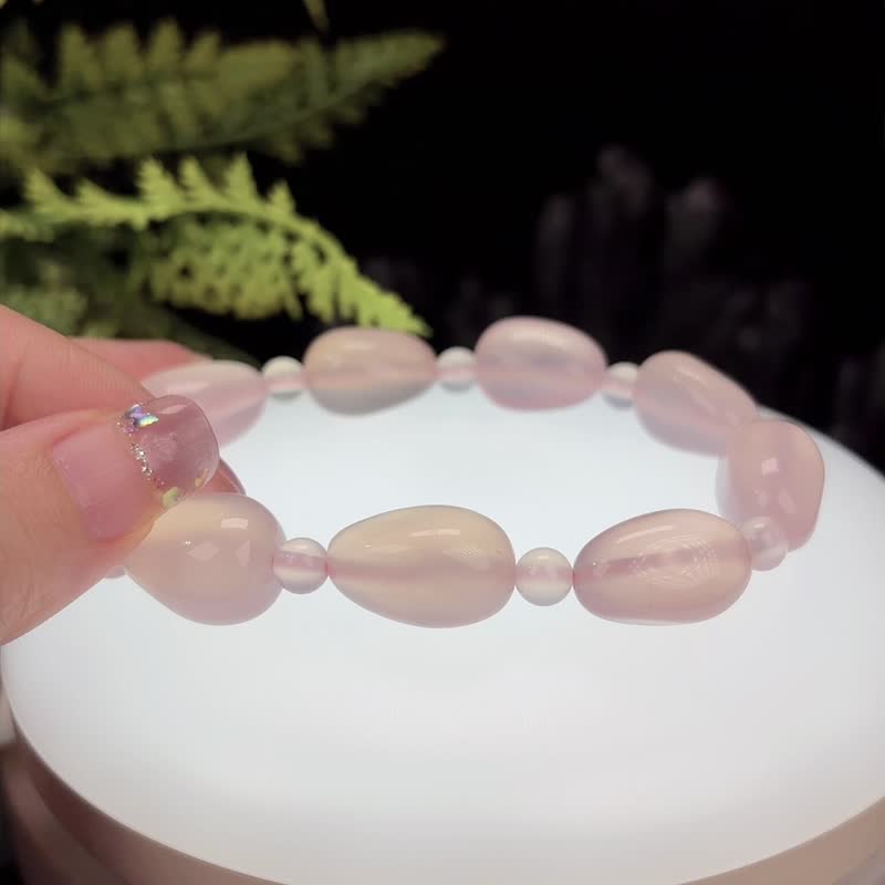 超稀有天然粉玛瑙手串冰透随形珠男女款增驱邪旺运增强魅力显肤色 - 手链/手环 - 半宝石 粉红色