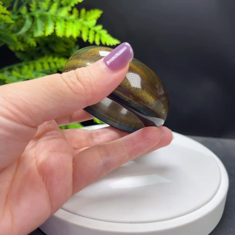黄色虎眼石手镯 55MM 千层聚宝盆 金色虎睛石手环 辟邪平安幸福 - 手链/手环 - 半宝石 