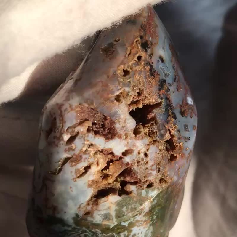 晶洞 多色 苔藓玛瑙 水草玛瑙 水晶柱 摆设 水晶雕刻件 - 摆饰 - 水晶 多色