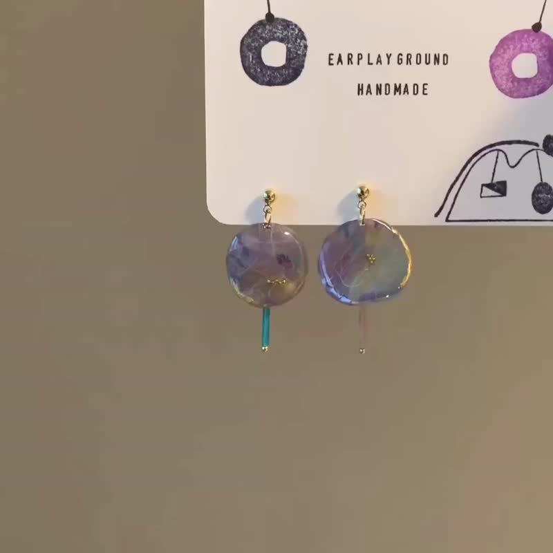 再見螢火蟲 - 耳环/耳夹 - 树脂 多色