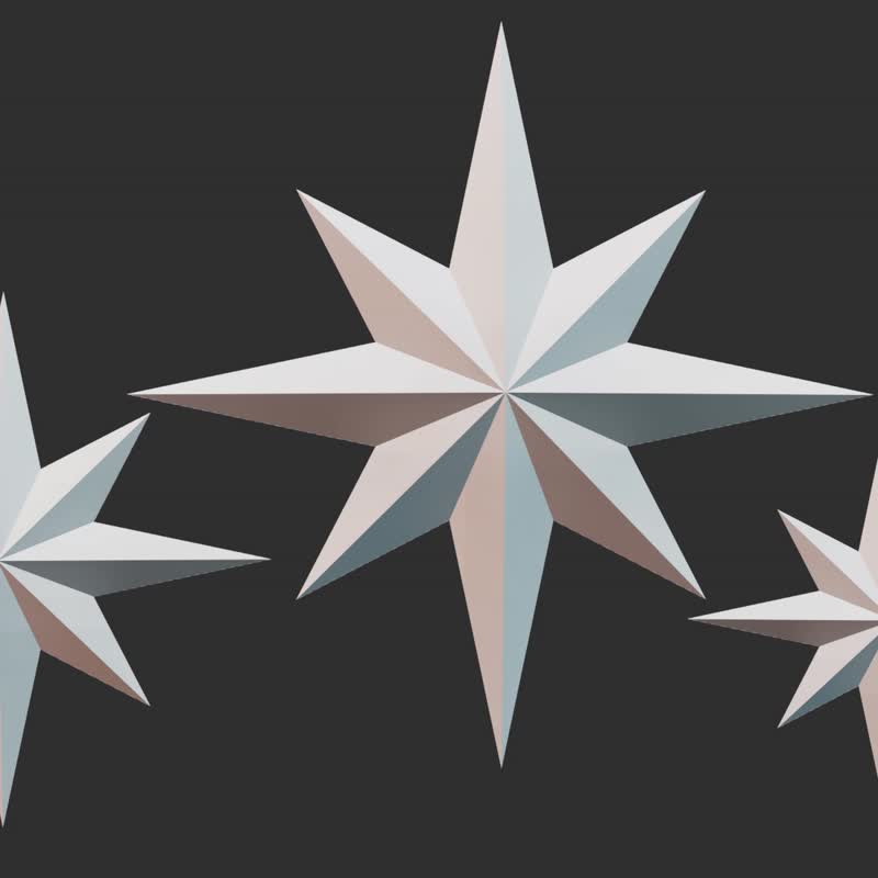 DIY Paper Hanging Star 3D Papercraft Printable PDF template 3 sizes - 手工艺教程/工具书 - 其他材质 