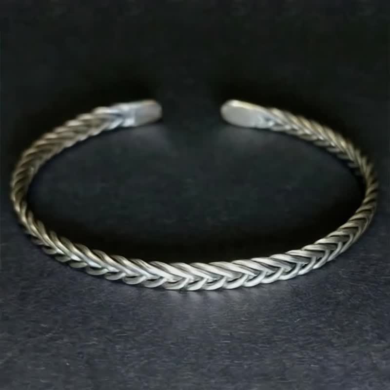 【Captain Flint手作银饰】流光编影 999纯银编织手环 手镯 - 手链/手环 - 纯银 银色