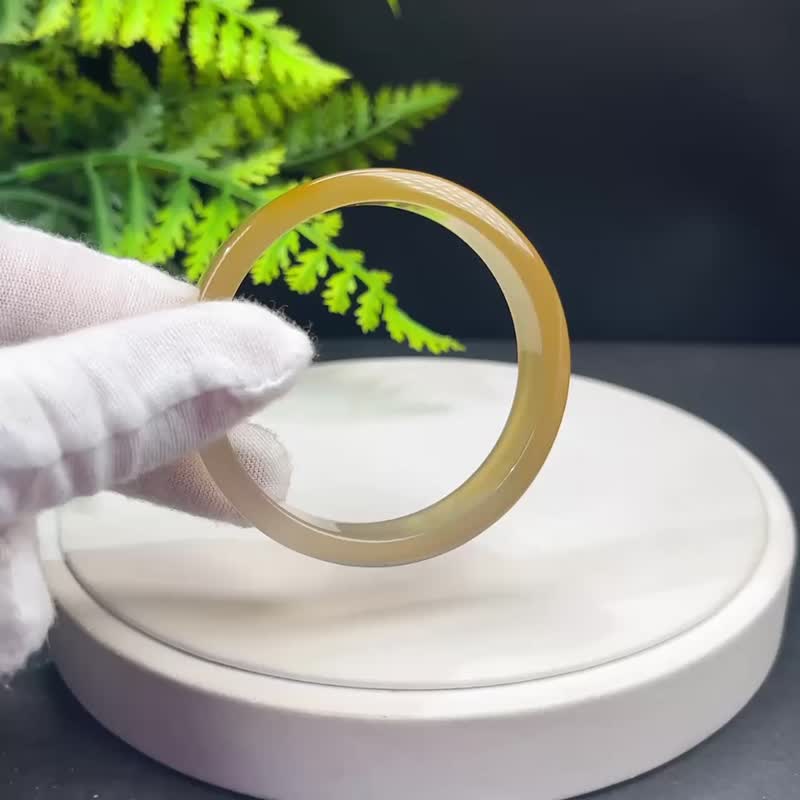 高品质 渐变香槟金玛瑙手镯 50MM 高冰玻璃体方条起刚 招财繁荣 - 手链/手环 - 半宝石 金色