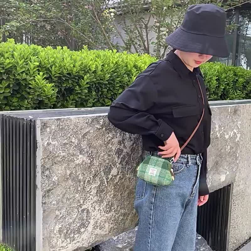 哈里斯粗花呢新款小巧耳机钥匙口红包百搭可爱小挎包迷你斜挎包女 - 侧背包/斜挎包 - 羊毛 