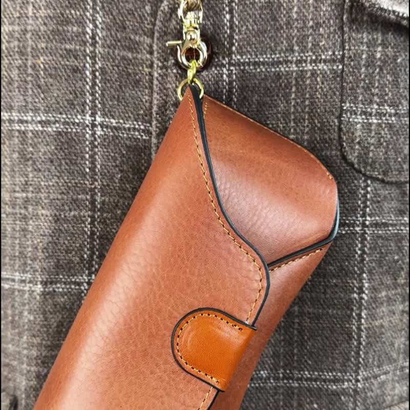 皮制太阳眼镜盒 眼镜皮套 眼镜保护皮套 挂式太阳眼镜皮套 - 眼镜盒/眼镜布 - 真皮 橘色