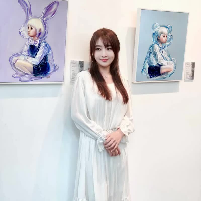 王咖咖 油画—拟态的自由。熊孩子 10F - 海报/装饰画/版画 - 颜料 蓝色