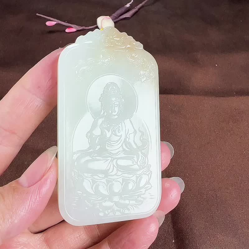 秒杀价 天然新疆和田玉羊脂玉观音吊坠 - 吊饰 - 玉石 