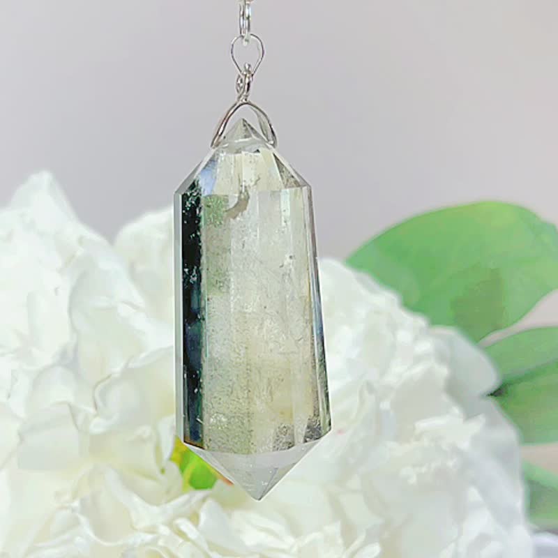 No.19 稀有绿幽灵水晶 项链 彩幽灵 vogel 沃格尔 吊坠 双尖 灵摆 - 项链 - 水晶 多色
