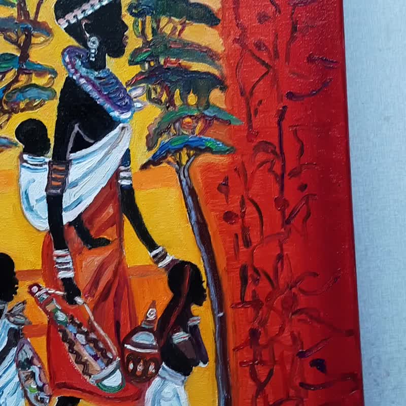 非洲女人画原创艺术油画 画布墙面装饰油画 - 墙贴/壁贴 - 其他材质 红色