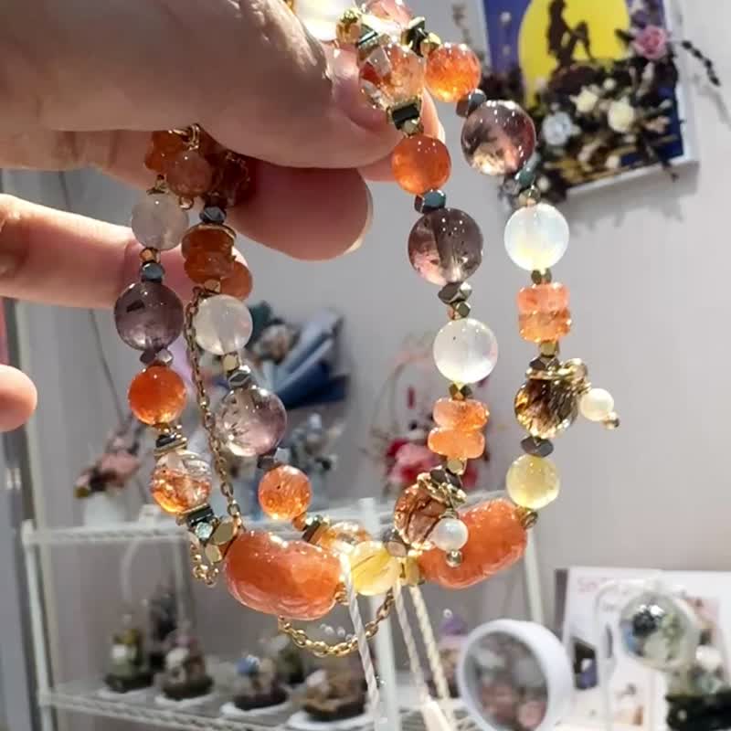 办公室必备防小人迎贵人神器 金太阳 荆棘玫瑰 胶花闪灵 - 手链/手环 - 水晶 