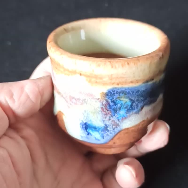 泼墨彩釉陶茶杯酒杯 - 茶具/茶杯 - 陶 多色