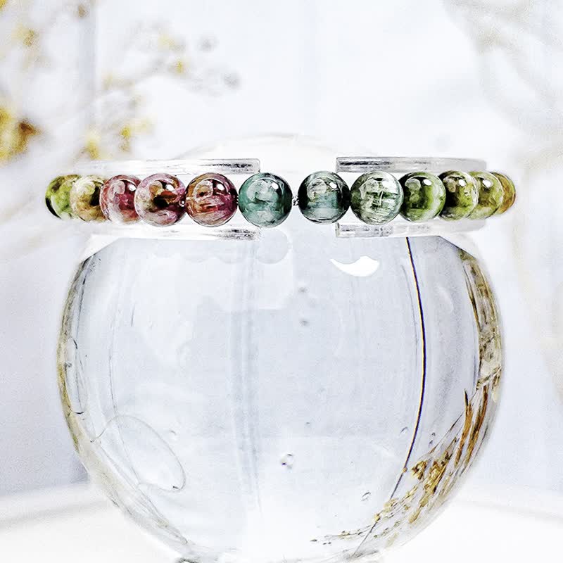 【老矿猫眼彩虹碧玺】多巴胺色系 天然碧玺水晶手链手串/一物一拍 - 手链/手环 - 水晶 多色