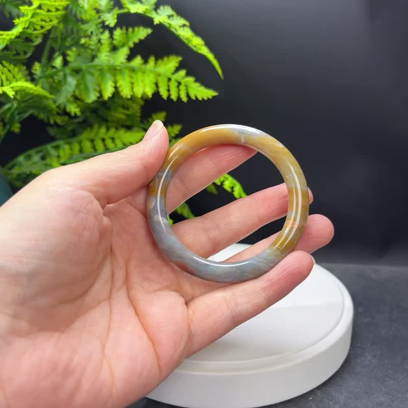 冰润海洋碧玉手镯 51MM 玉化老料多彩油画风玉髓手环 清新优雅 - 手链/手环 - 半宝石 多色