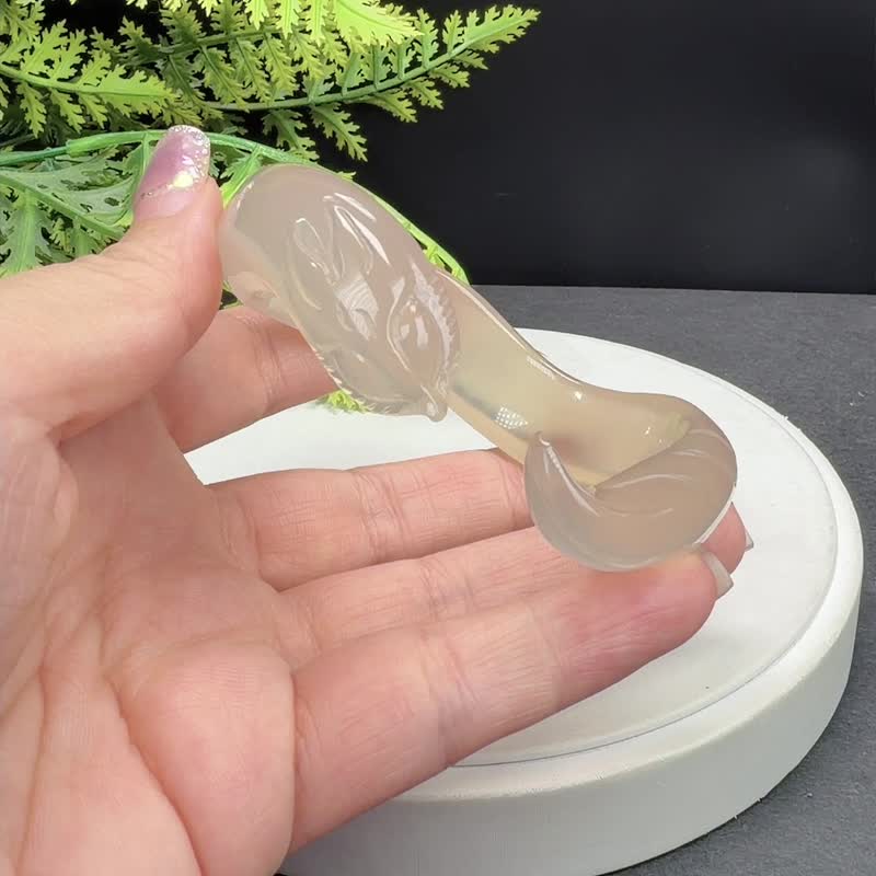 浅香槟玛瑙开口手镯 58MM 高冰净体起光龙鳞纹扭扭款 手雕九尾狐 - 手链/手环 - 半宝石 金色