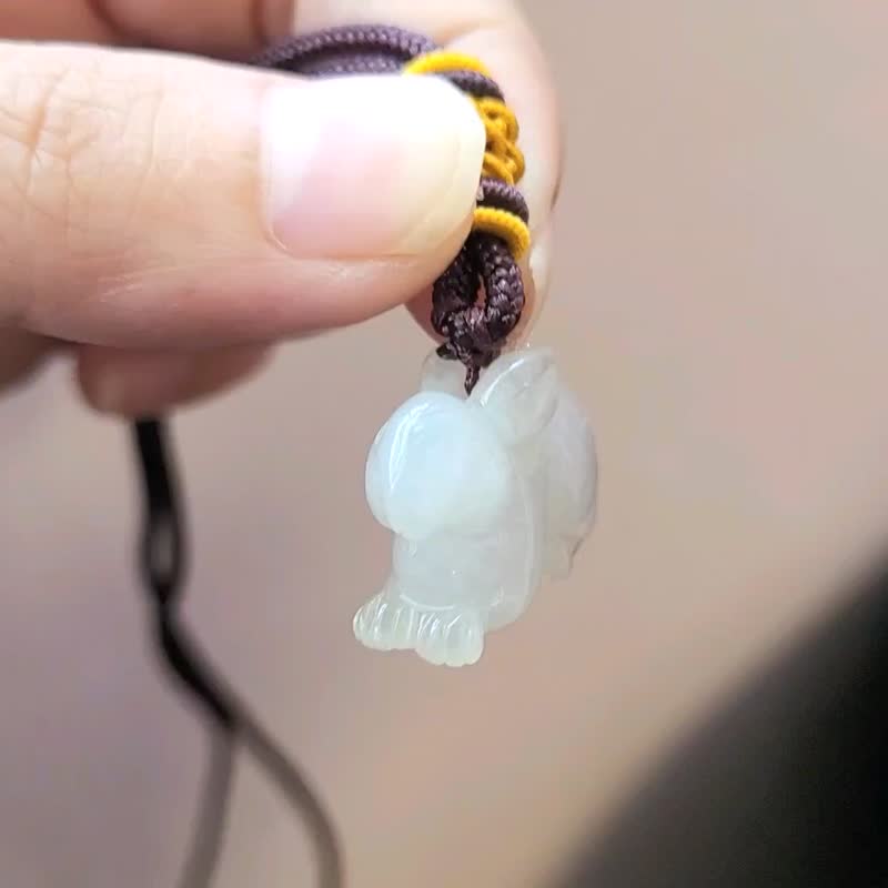【亲翠】天然翡翠 超美冰糖兔项链 | 生肖兔 | 种美工优 - 项链 - 玉石 白色