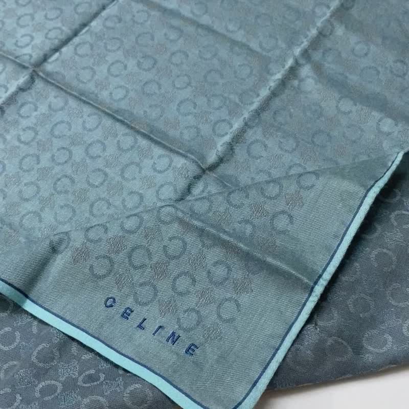 Celine 古董 Macadam 经典印花 C Logo 图案纯棉手帕 口袋巾 - 手帕/方巾 - 棉．麻 蓝色