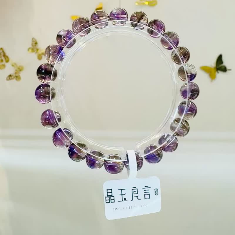 精品玻璃晶中晶紫超七8mm17.52g水晶人缘净化三轮紫骨干带彼岸花 - 手链/手环 - 水晶 紫色