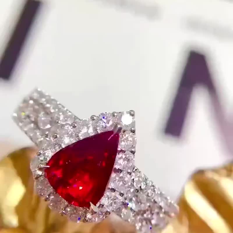 AIGS无烧红宝石戒指Pigeon Blood 鸽血红红宝石1.02ct - 戒指 - 宝石 
