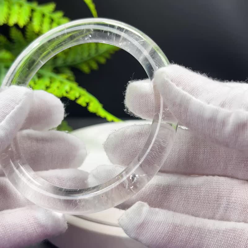 精美 白水晶手镯 60MM 冰透彩虹闪片圆条石英手环 净化心灵专注 - 手链/手环 - 水晶 白色