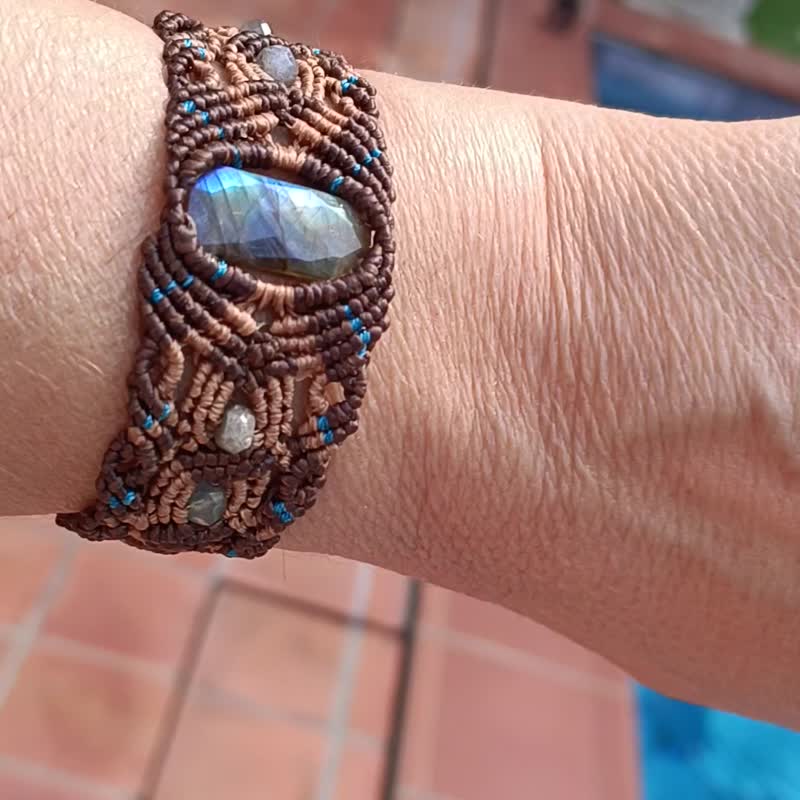 手工可调节的青金石编织手链 - 手链/手环 - 宝石 蓝色