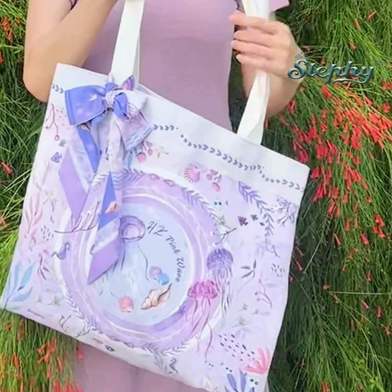 香港维港幻浪 绒毛帆布袋 |  香港托特包 TOTE BAG & TWILLY - 手提包/手提袋 - 其他人造纤维 