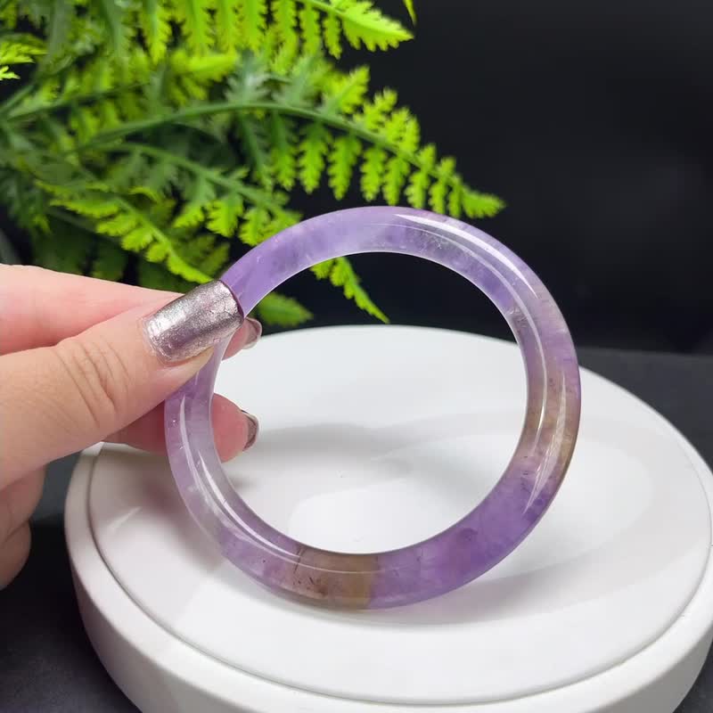 精品 玻利维亚 紫黄晶手镯 62MM 冰透星光闪片 双色紫黄水晶手环 - 手链/手环 - 水晶 