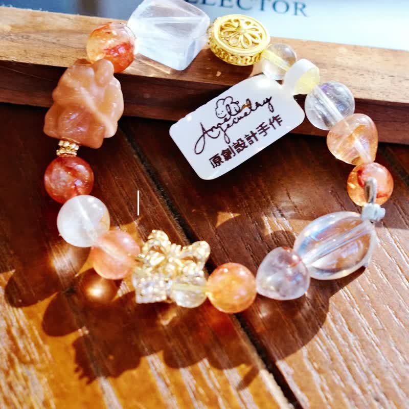 大唐盛宴方糖彩虹胶花水晶凤凰灵气能量丨弥雅原创设计 - 手链/手环 - 水晶 红色