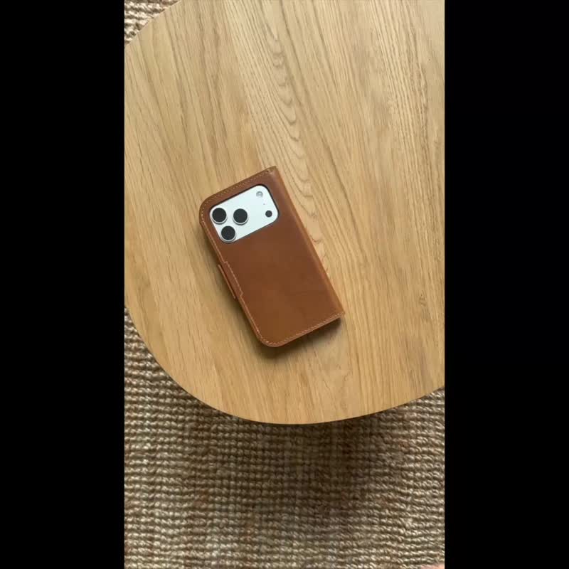 意大利皮革卡夹式手机壳 | iPhone 17 系列 | 兼容 MagSafe | 5.1 - 手机壳/手机套 - 真皮 咖啡色