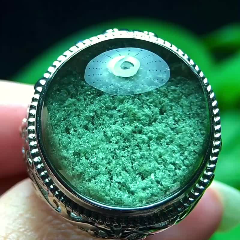 绿幽灵戒指   超美纯天然巴西老矿绿幽灵戒指  颜色绝美  晶体水 - 吊饰 - 水晶 