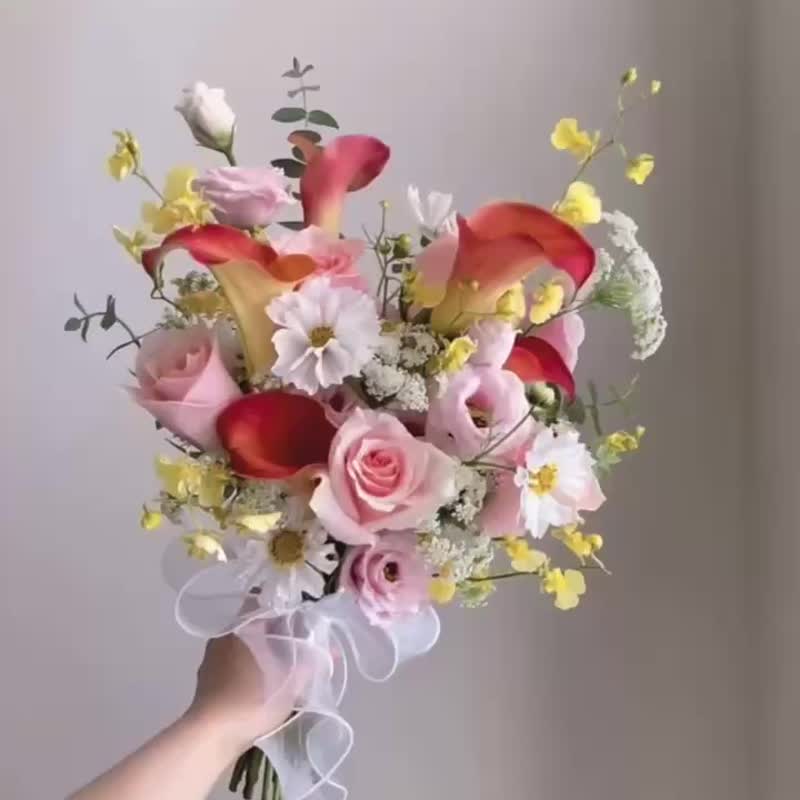 【鲜花】橘粉黄色海芋玫瑰自然风鲜花捧花 - 其他 - 植物．花 橘色
