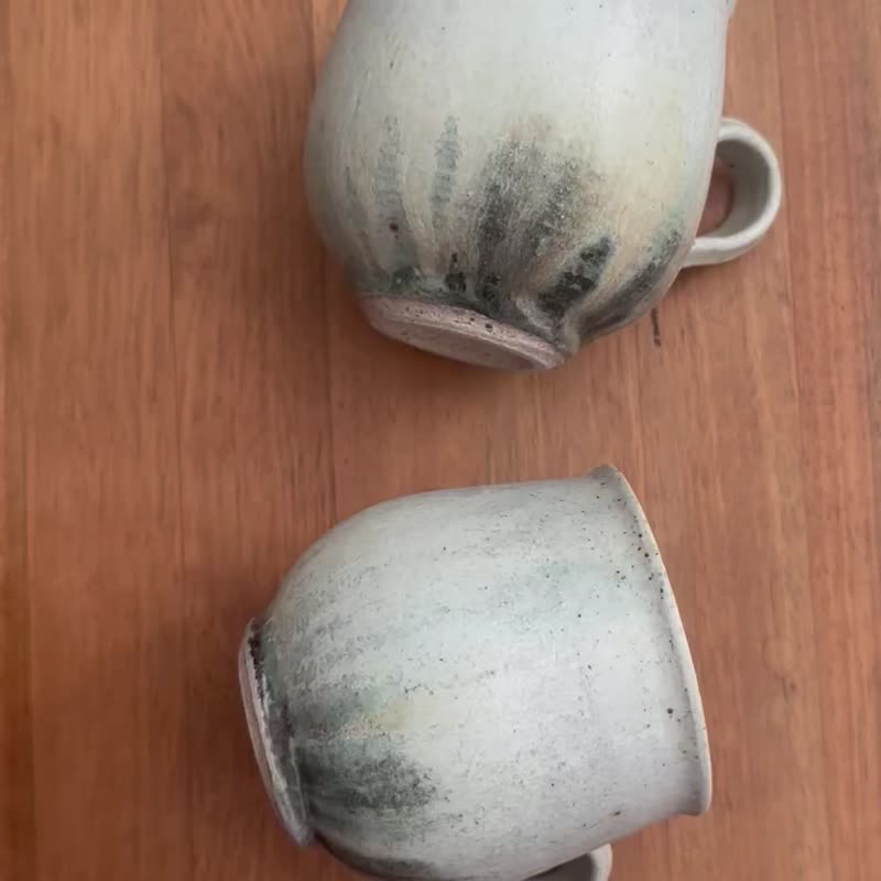 流动灰釉对杯 - 咖啡杯/马克杯 - 陶 白色