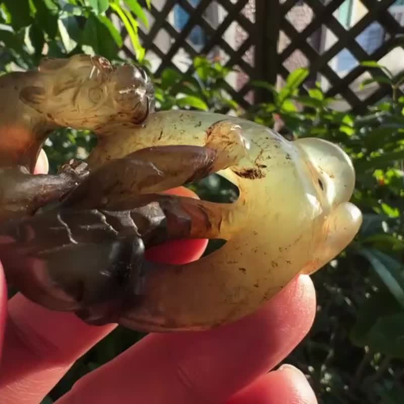 老玉髓 螭龙 高古玉 古玉 战汉 玉雕螭龙 摆件 文玩 古董 艺术 - 摆饰 - 玉石 灰色