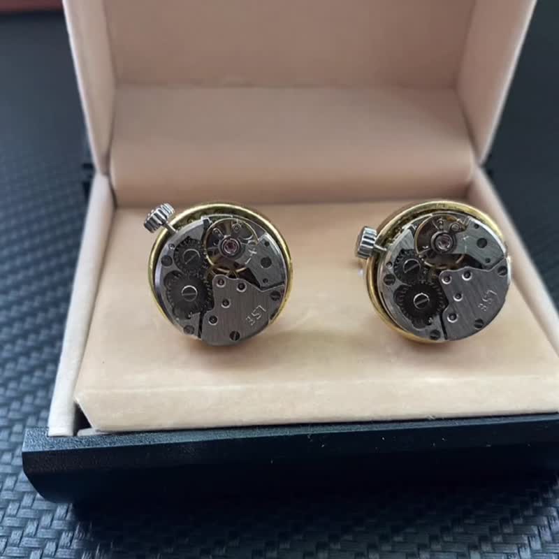全走动机芯袖扣可转动袖扣机械感十足绅士袖扣 - 袖扣 - 其他金属 多色