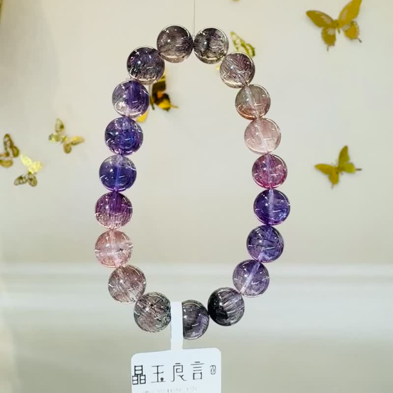 繁星闪闪满矿爆闪超七水晶10.5mm32.33g浓色透体三轮骨干水晶 - 手链/手环 - 水晶 多色